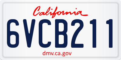 CA license plate 6VCB211