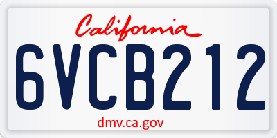 CA license plate 6VCB212