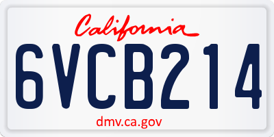 CA license plate 6VCB214