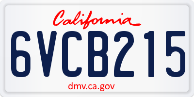 CA license plate 6VCB215