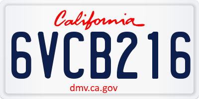 CA license plate 6VCB216