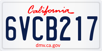 CA license plate 6VCB217