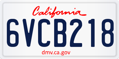CA license plate 6VCB218