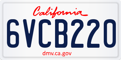 CA license plate 6VCB220
