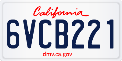 CA license plate 6VCB221