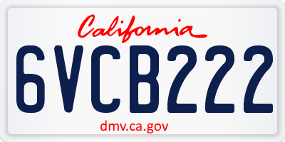 CA license plate 6VCB222