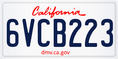 CA license plate 6VCB223