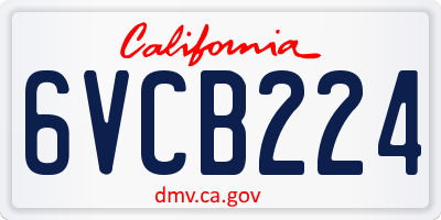 CA license plate 6VCB224