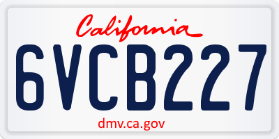 CA license plate 6VCB227