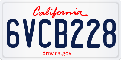 CA license plate 6VCB228