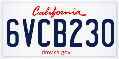 CA license plate 6VCB230