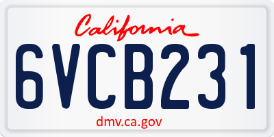 CA license plate 6VCB231