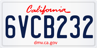 CA license plate 6VCB232
