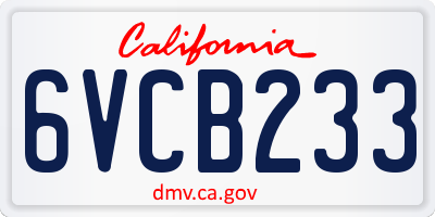 CA license plate 6VCB233