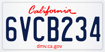 CA license plate 6VCB234