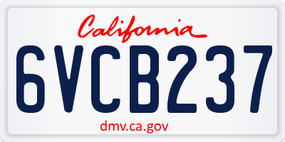 CA license plate 6VCB237