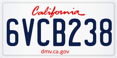 CA license plate 6VCB238