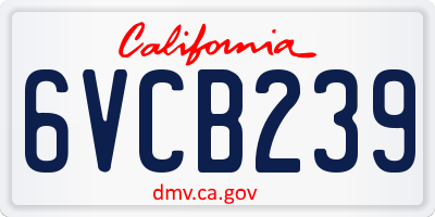 CA license plate 6VCB239