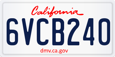 CA license plate 6VCB240