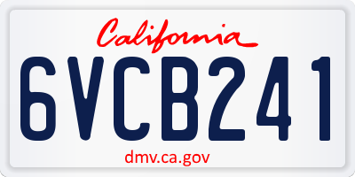 CA license plate 6VCB241