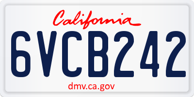 CA license plate 6VCB242