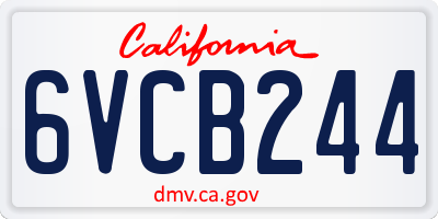 CA license plate 6VCB244