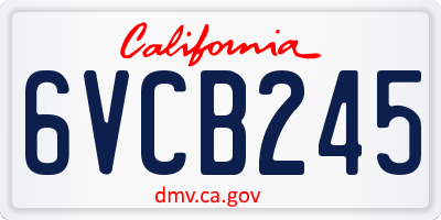 CA license plate 6VCB245