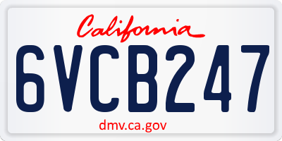 CA license plate 6VCB247