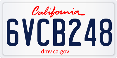 CA license plate 6VCB248