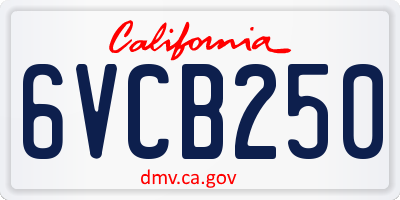 CA license plate 6VCB250