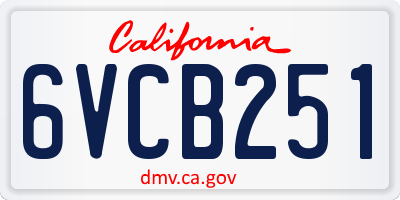 CA license plate 6VCB251