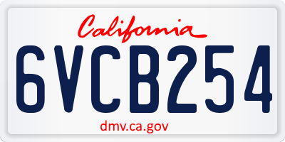 CA license plate 6VCB254