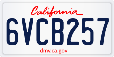 CA license plate 6VCB257