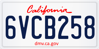 CA license plate 6VCB258