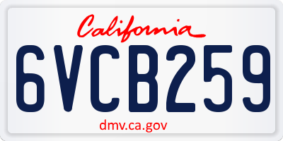 CA license plate 6VCB259