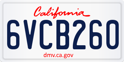 CA license plate 6VCB260