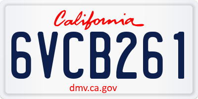 CA license plate 6VCB261