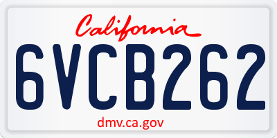 CA license plate 6VCB262