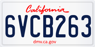 CA license plate 6VCB263