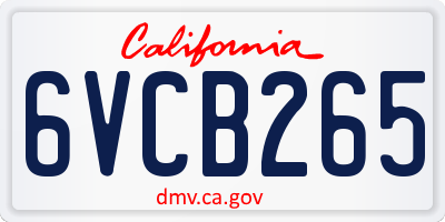 CA license plate 6VCB265