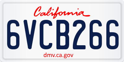 CA license plate 6VCB266