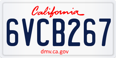 CA license plate 6VCB267