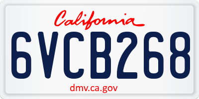 CA license plate 6VCB268