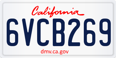 CA license plate 6VCB269