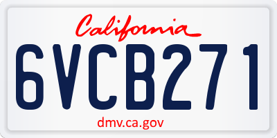 CA license plate 6VCB271