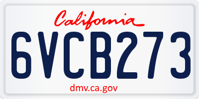 CA license plate 6VCB273