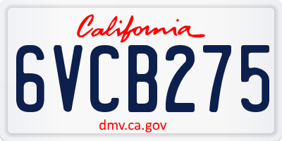 CA license plate 6VCB275