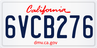 CA license plate 6VCB276