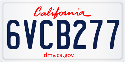 CA license plate 6VCB277