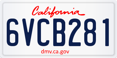 CA license plate 6VCB281